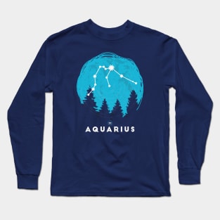 Retro Aquarius Zodiac Sign // Vintage Astrology Long Sleeve T-Shirt